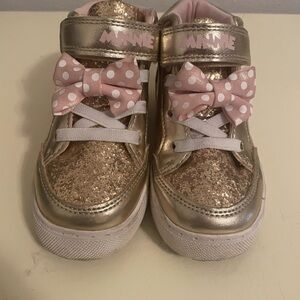Minnie Mouse Disney Junior Gold Sequin Bow Girls Tennis Shoes Size 11